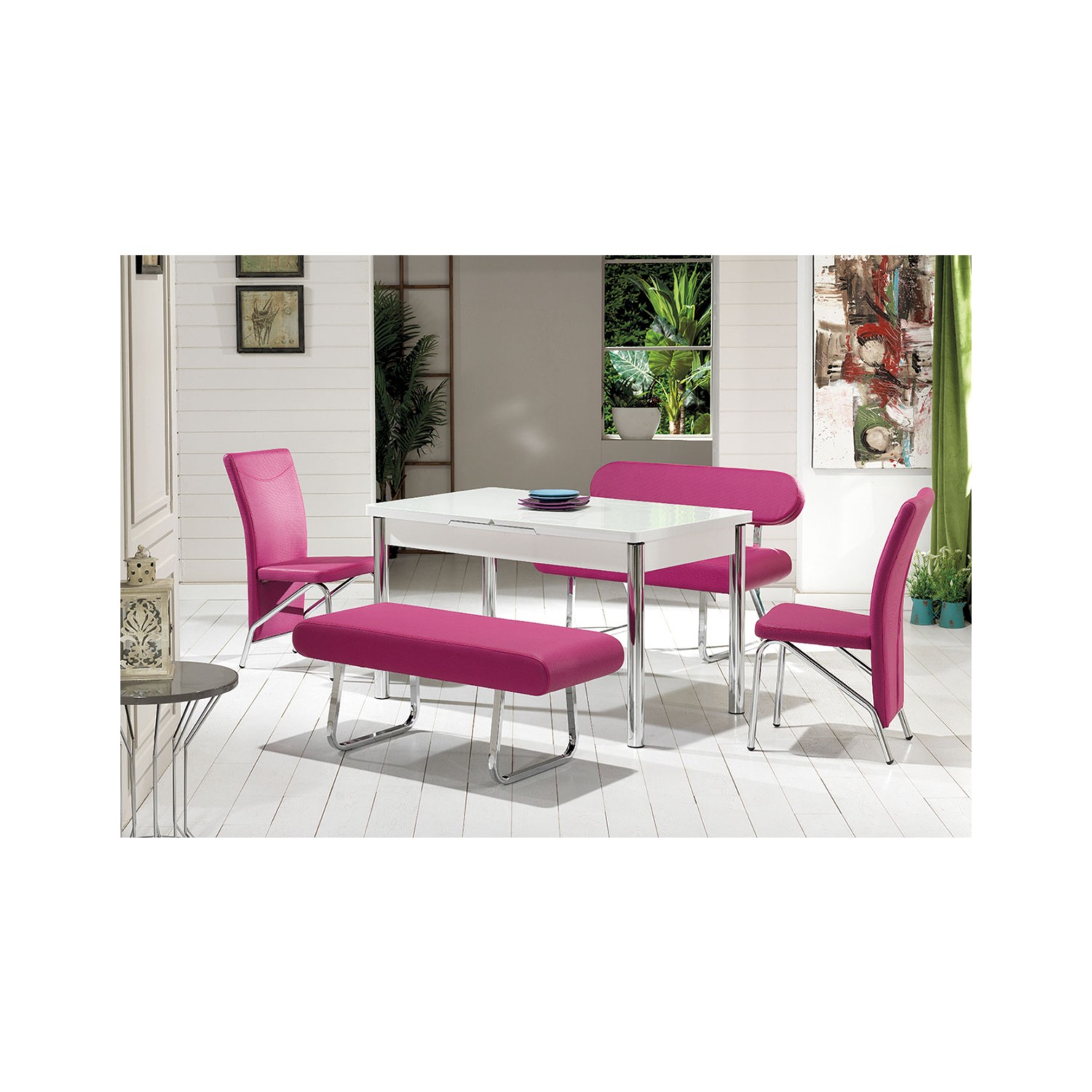 Kutuphome Masa Sandalye Takımı Banklı Takım Açılır Masa C Kutuphome Masa Sandalye Takımı Banklı Takım Açılır Masa C