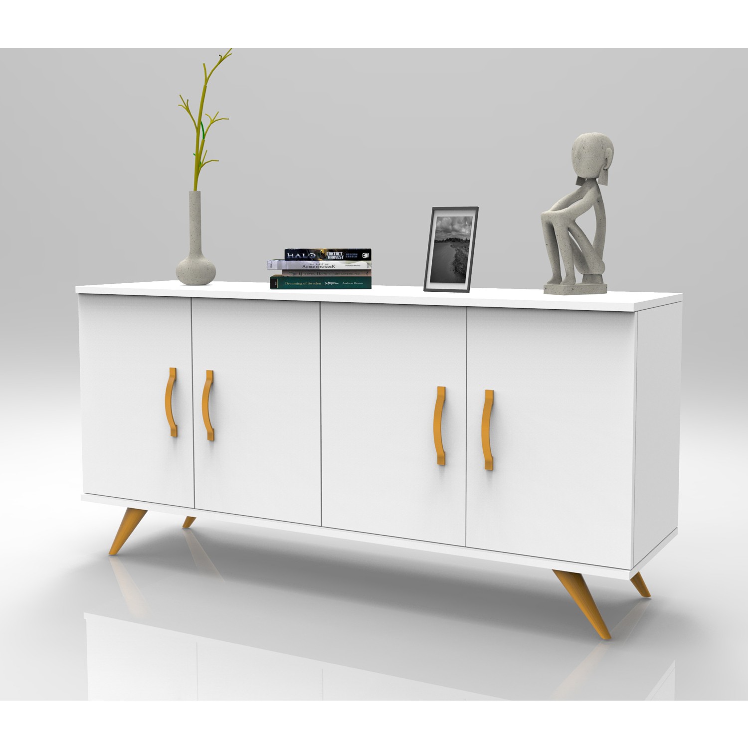 Yurudesign Colour Konsol 4 Kapaklı Beyaz Gövde Sarı Fiyatı