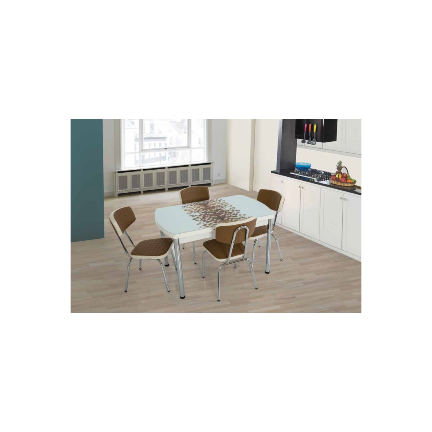 Mobpazar Ortadan Açılır Cam Masa Sandalye Takımı 80*126 Fiyatı