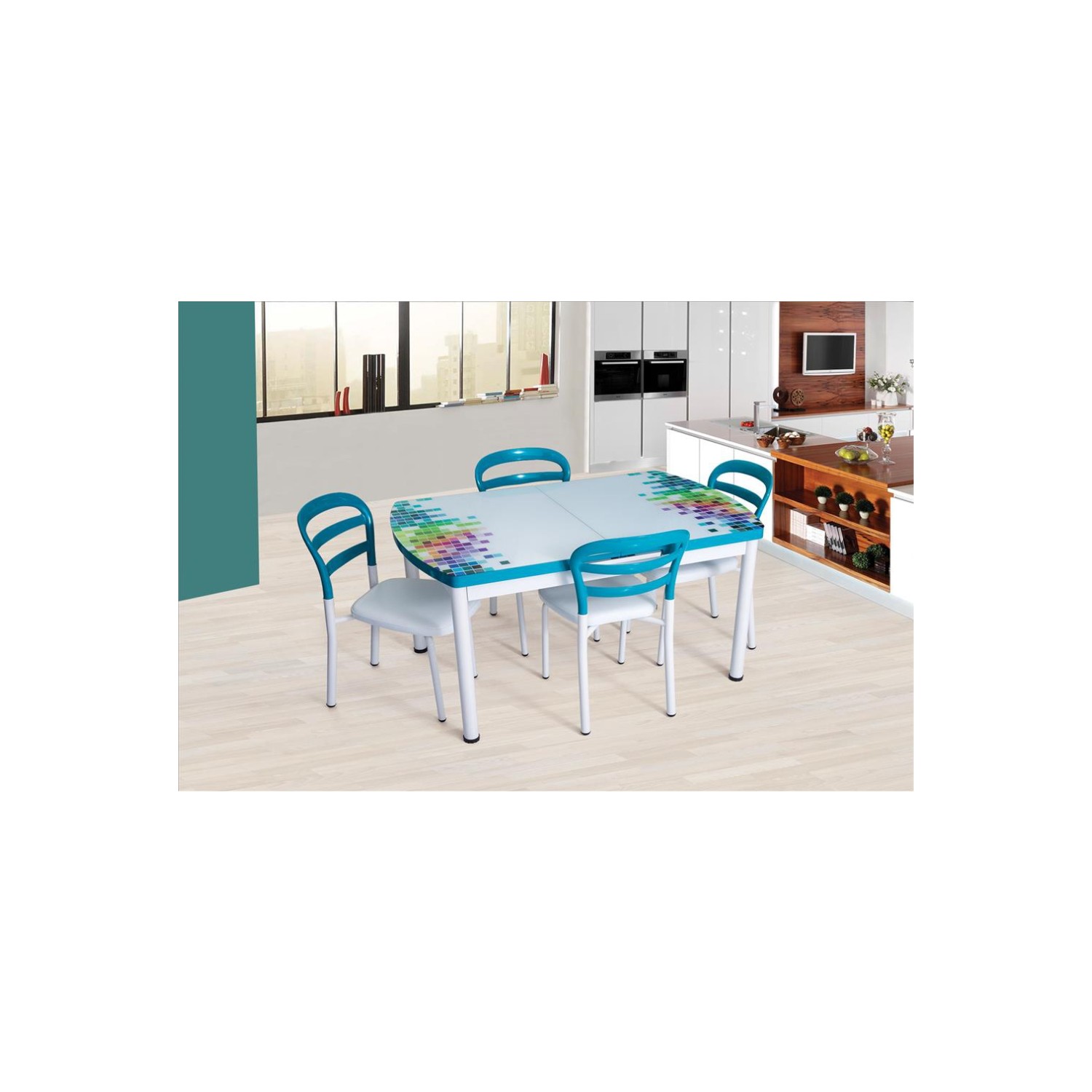 Mobpazar Ortadan Açılır Cam Masa Sandalye Takımı 80*126 Fiyatı