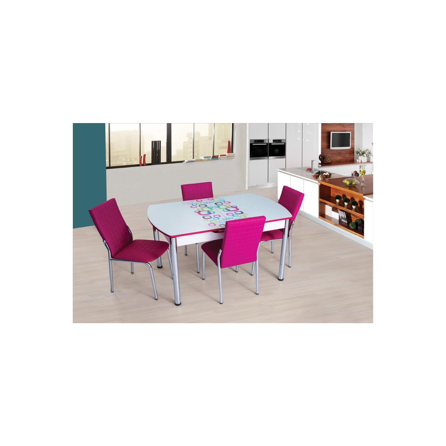 Mobpazar Ortadan Açılır Cam Masa Sandalye Takımı 80*126 Fiyatı