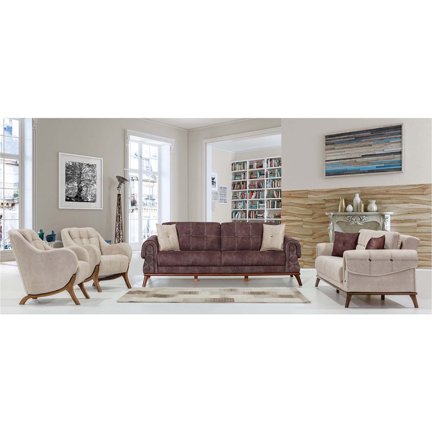 Mobpazar Gold Modern Koltuk Takımı Kahve/Krem Fiyatı