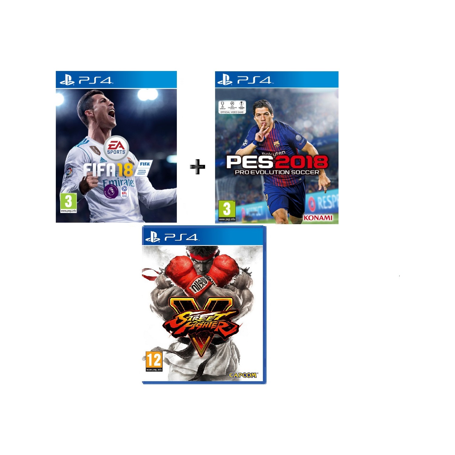 Sony PS4 Fifa 18 + Pes 18 + street Fighter IV OYUN Fiyatı Sony PS4 Fifa 18 + Pes 18 + street Fighter IV OYUN Fiyatı
