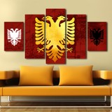 Yedirenkdekor Arnavutluk Bayrağı Dekoratif 5 Parça Kanvas Tablo