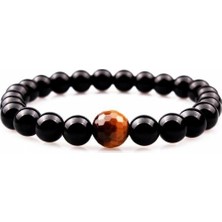 Rd Ekoavm Siyah Oniks Faset Kesim Akik Doğal Taş Bileklik
