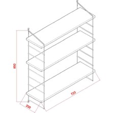 Decormet Armoni Raf ve Kitaplık Seti 3 Raflı 200X720 Beyaz