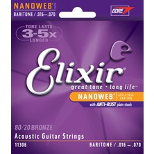 Elixir 11306 Nanoweb Bar Akustik Gitar Teli (16-70)