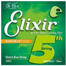 Elixir 15432 Nanoweb Medium Tek Bas Gitar Teli (130)