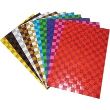 Lino 50x70 cm Kare Desenli Simli Kağıt 10 Renk 10 Adet