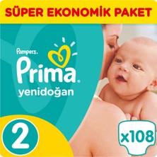 Prima Bebek Bezi Yeni Bebek  Süper Ekonomik Paket 2 Beden 108 Adet