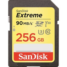 SanDisk Extreme 256GB 90MB/s SDXC U3 V30 UHS-I Hafıza Kartı SDSDXVF-256G-GNCIN