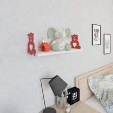Decormet Kalpli Ayıcık Raf ve Kitaplık Seti Kırmızı - P.Beyaz