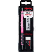 Rotring Tikky Okul Seti 0.7 mm Neon Pembe Versatil Kalem + Silgi + Uç