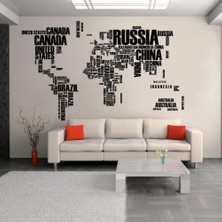 Cosy Home Gift Dünya Haritası Ülke Adları Xxl Duvar Sticker Dünya Ülkeleri Atlas Dekor 190X116 Cm