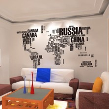 Cosy Home Gift Dünya Haritası Ülke Adları Xxl Duvar Sticker Dünya Ülkeleri Atlas Dekor 190X116 Cm