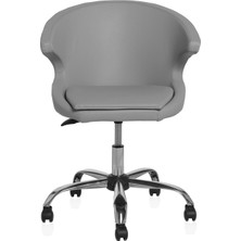 Seduna Koket Gri Deri Çalışma Koltuğu - Ofis Koltuğu - Personel Koltuğu