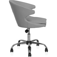 Seduna Koket Gri Deri Çalışma Koltuğu - Ofis Koltuğu - Personel Koltuğu