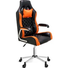 Türksit Concorde Yönetici Koltuğu Turuncu Deri Malzeme ile Tekerlekli Ergonomik Tasarım