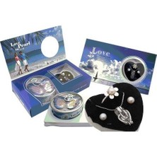 Pratik İstiridye İnci Kolye Küpe Yüzük Set