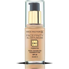 Max Factor FaceFinity 3'ü 1 Arada Kalıcı Fondöten 75 Golden