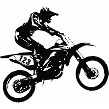 Stickermarket Motocross Beyaz Sticker