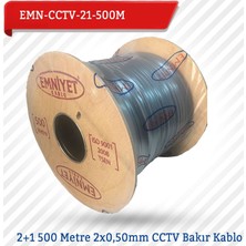 Emnıyet 2+1 500 Metre 2X0,50Mm Cctv Bakır Kablo Emn-Cctv-21-500M