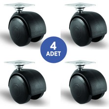 4 Adet Ec01Mkm50, Oynak Tablalı Mobilya Tekerleği Sehpa Tekeri, Çap:50, 4Lü Set