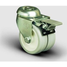 Oynak Frenli Delik Bağlantılı, Burçlu, Pvc Çiftli Sanayi Tekerleği Çap:50 - Et04 Zkc 50F