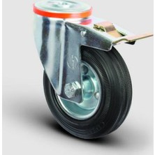 Oynak Frenli Delik Bağlantılı, Burçlu, Kauçuk Hafif Sanayi Tekerleği Çap:125 - Em04 Spr 125F