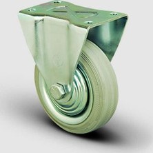 Sabit Tabla Bağlantılı, Burçlu, Gri Kauçuk Orta Sanayi Tekerleği Çap:150 - Ek02 Sprg 150