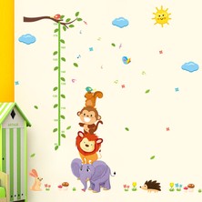Cosy Home Gift Gelişim Boy Ölçer Aslan Maymun Sincap Büyük Boyut Çocuk Odası Ev Sticker Duvar Çıkartması 155X165Cm