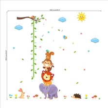 Cosy Home Gift Gelişim Boy Ölçer Aslan Maymun Sincap Büyük Boyut Çocuk Odası Ev Sticker Duvar Çıkartması 155X165Cm