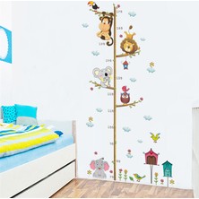 Cosy Home Gift Animal Zoo World Boy Cetvel Boy Ölçer Aslan Maymun Koala Fil Kuşlar Çocuk Duvar Sticker 108X58 Cm