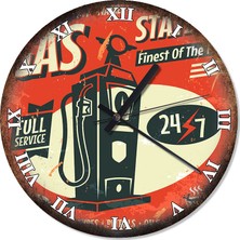 Cakasepetim Gemişten Benzin İstasyonu afişi Şekilli Duvar Saati 30 X 30 Cm