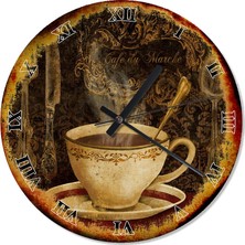 Cakasepetim Retro Kahve Fincanı Analog Duvar Saati 30 X 30 Cm