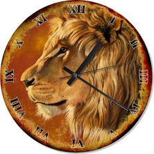 Cakasepetim Retro Sarı Aslan Şekilli Duvar Saati 30 X 30 Cm