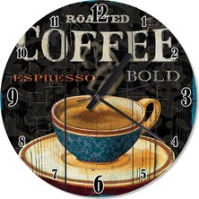 Cakasepetim Espresso Kahve Fincanı Mutafak Tipi Duvar Saati  30 X 30 Cm