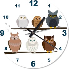 Cakasepetim Sevimli Baykuşlar Duvar Saati  30 X 30 Cm