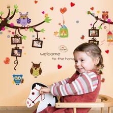 Cosy Home Gift Çocuk Odası Dekor Baykuş Ağacı 2 Li Ağaç Fotoğraflık Fotoğraf Albüm Duvar Sticker