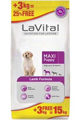 Lavital Maxi Puppy Lamb Kuzulu Büyük Irk Yavru Köpek Maması 12+3 Kg.