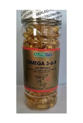 Nutrivita Omega 3 6 9 Balık Yağı Fish Oil 200 Softjel