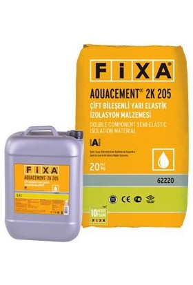 Fixa Aquacement 2K 205 Çift Bileşenli Yarı Elastik Su Yalıtım Malzemesi (20 Kg + 5,4 Kg)