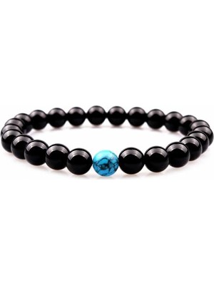 Rd Ekoavm Siyah Oniks Mavi Havlit Doğal Taş Bileklik