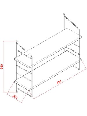 Decormet Armoni Raf ve Kitaplık Seti 2 Raflı 200X720 Beyaz