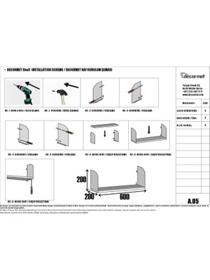 Araba Raf ve Kitaplık Seti 20 X 60  Mavi + P.Beyaz