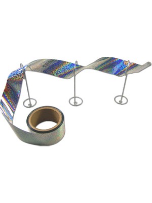 Bird-X Irri Tape-02 Iritasyon Kuş Kovucu Bandı, 2 Mt Rulo, Bir Ucu Askılı 75 M²
