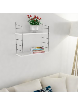 Decormet Armoni Raf ve Kitaplık Seti 2 Raflı 200X720 Beyaz