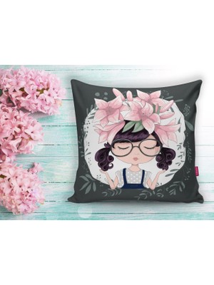 RealHomes Fashion Girl Dijital Baskılı Modern Yastık Kırlent Kılıfı