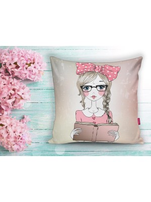 RealHomes Fashion Girl  Dijital Baskılı Modern Yastık Kırlent Kılıfı