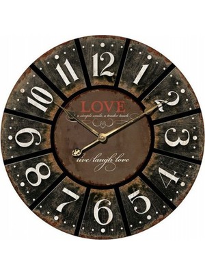 Mark Lab Ahşap Dekoratif Yuvarlak Duvar Saati 50X50